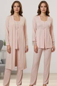 Effortt - Pembe Hamile Lohusa Sabahlıklı Pijama Takımı
