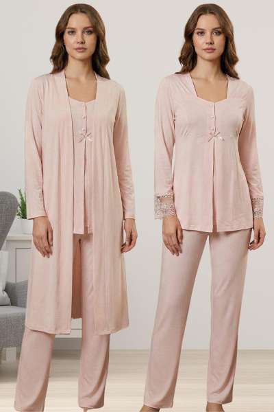 Pembe Hamile Lohusa Sabahlıklı Pijama Takımı