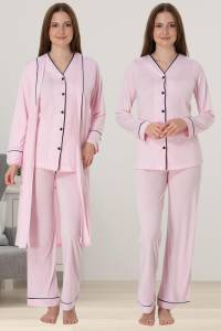 Effortt - Pembe Sabahlıklı Hamile Lohusa Pijama Takımı