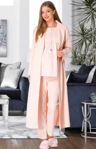 Pembe Sabahlıklı Hamile Lohusa Pijama Takımı