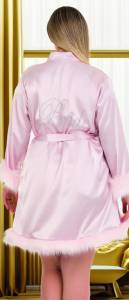 Lady - Pembe Tüylü Bride Büyük Beden Sabahlık (1)