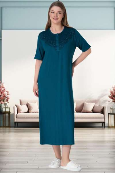 Petrol Yeşili Büyük Beden Kadın Gecelik