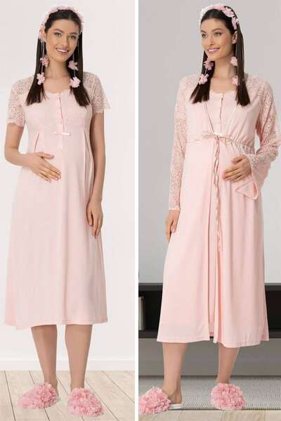 Sabahlıklı Hamile Lohusa Gecelik Takım