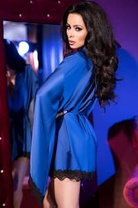 Sax Mavi Fantazi Önden Bağlamalı Sabahlık - Thumbnail