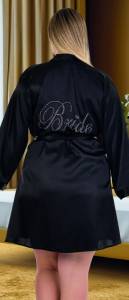 Lady - Siyah Bride Saten Büyük Beden Sabahlık (1)