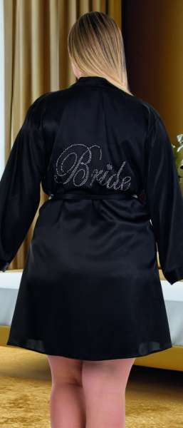 Lady - Siyah Bride Saten Büyük Beden Sabahlık (1)