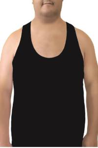 Öztaş - Siyah Büyük Beden Battal %100 Pamuklu Erkek Klasik Atlet