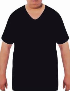 Öztaş - Siyah Büyük Beden Battal %100 Pamuklu V Yaka Kısa Kollu Erkek Atlet