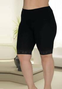 Lady - Siyah Dantelli Büyük Beden Kısa Tayt