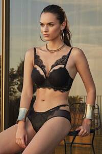 Nurteks - Siyah Destekli Dantelli Push Up Sütyen Külot Takım