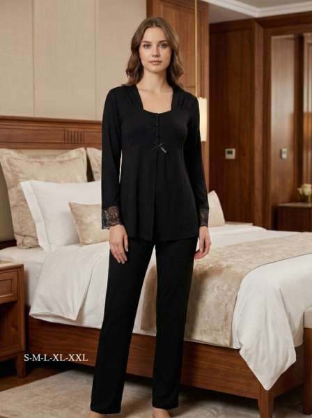 Siyah Hamile Lohusa Pijama Takımı