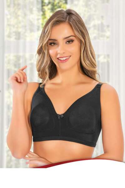 Siyah Micro Büyük Beden Toparlayıcı Rahat Sütyen