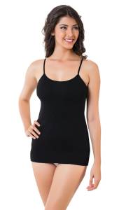 Öztaş - Siyah Pamuklu Ribana İp Askılı Kadın Atlet