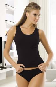 Öztaş - Siyah Pamuklu Ribana Kalın Askılı Kadın Atlet