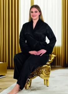 Siyah Saten Kruvaze Büyük Beden Uzun Kollu Pijama Takımı - Thumbnail