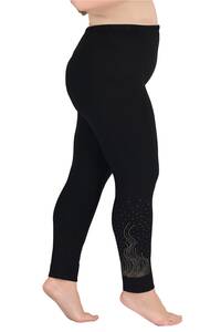 Lady - Siyah Taş İşlemeli Büyük Beden Tayt