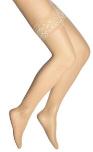 by İGP - Ten Rengi Kaydırmaz Silikonlu Dantelli File Jartiyer Çorap