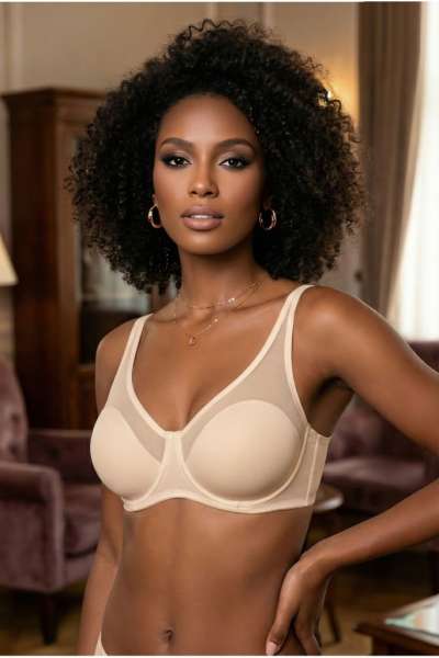 Ten Rengi Tüllü Desteksiz Soft Cup Toparlayıcı Sütyen