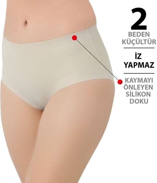 Toparlayıcı Yüksek Bel Lazer Kesim Bato Kaydırmaz Silikonlu Slip Külot