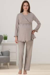 Effortt - Vizon Gizli Emzirme Özellikli Hamile Lohusa Pijama Takımı