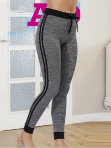 Lady - Yanları Şerit Çizgili Gri Spor Tayt