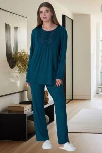 Mecit Pijama - Yeşil Kadın Büyük Beden Pijama Takımı