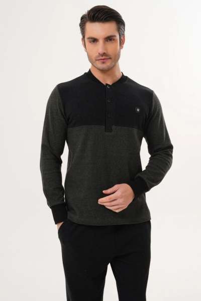 Yeşil-Siyah Selanik Kumaş Kışlık Erkek Pijama Takımı